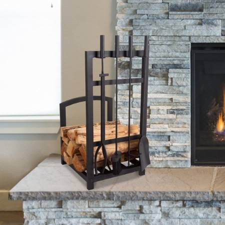 HASTINGS HOME Hastings Home Fireplace Tool Set and Rack, Black 202164PTZ